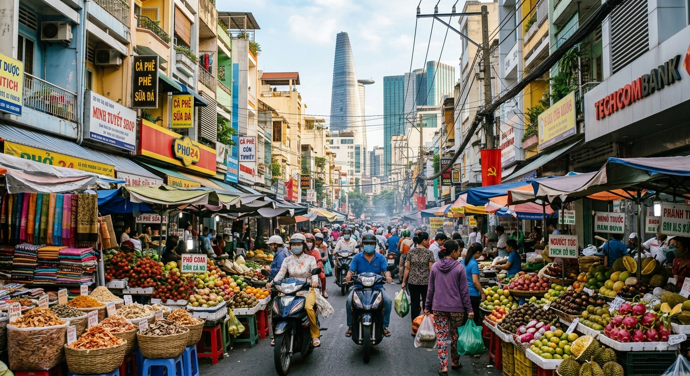 Ho Chi Minh City market and street life